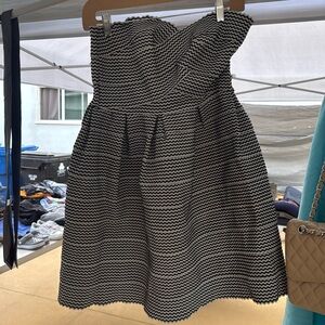 Bandeau Dress size Large Black and White stripes